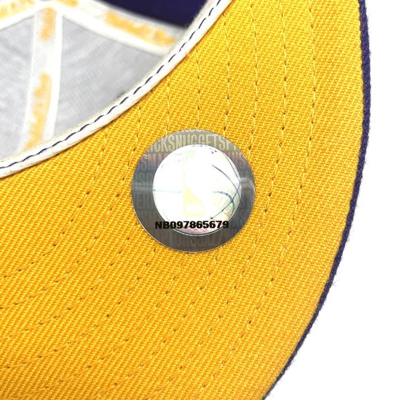 Lakers Mitchell & Ness 100% Wool Fitted Cap Size 7 3/8 Purple‎ / Yellow - Picture 7 of 7